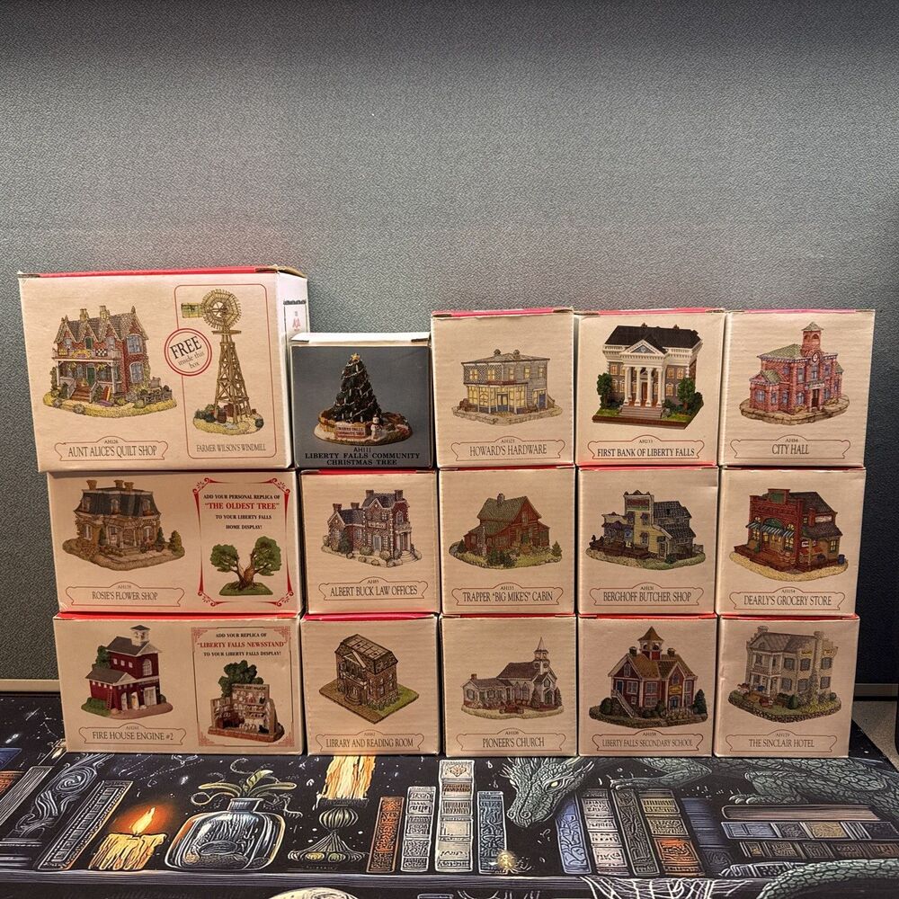 Liberty Falls Americana Collection Miniature Village Train Buildings Lot of 15